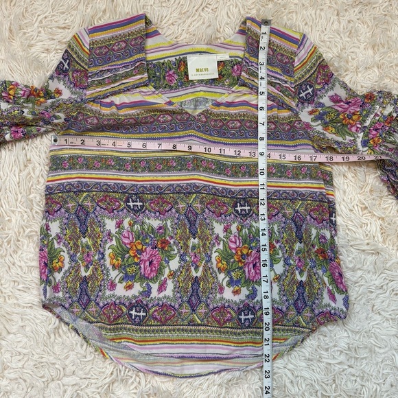 Maeve by Anthropologie Ceresco Peasant Top Floral Boho Hippie Gypsy SZ XS - Picture 7 of 10